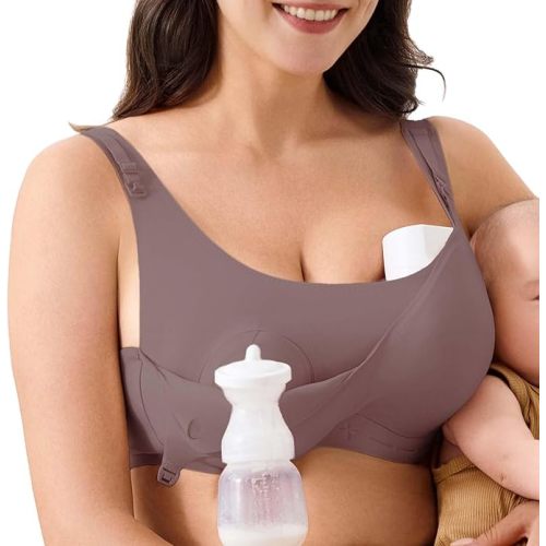 Wireless Hands-Free Pumping Bra, Adjustable with Extendable Straps and Hook Extender, Comfort Sleep Pumping & Nursing Bra