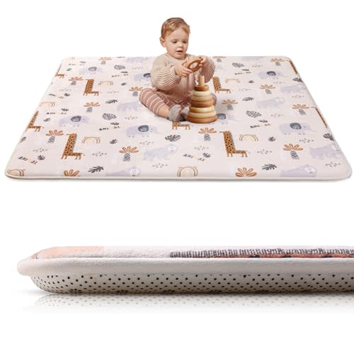 Baby Play Mat for Floor,1.2" Thick 50x50 Playpen Mat,Safe Padding Tummy Time Mats for Babies and Infants Toddlers,Cushioning Foam Mats for Kids Crawling,Non-Slip Baby Playmat,Yoga,Tatami,Nursery Rug