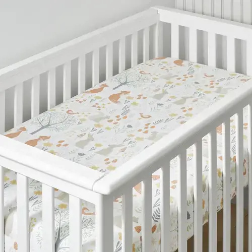 Forest Animals Classic Cool Organic Cotton Percale Fitted Crib Sheet