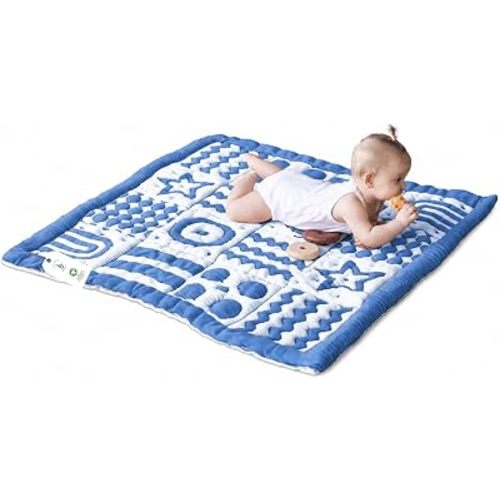3D Soft Organic Cotton Crawling Blanket – GOTS Certified, 40x40 in Montessori Design for Motor Skill Development, Reversible, No Loose Threads – Washable & Sustainable