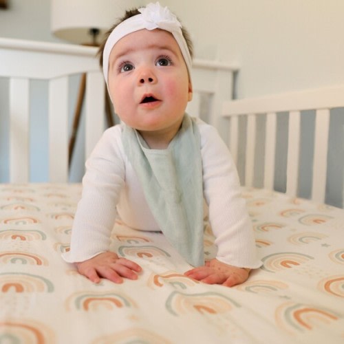 Parker Fitted Crib Sheet (Rainbow) - Crane Baby | Maisonette