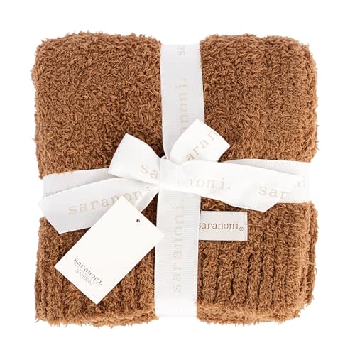 Saranoni Bamboni Luxury Baby Blanket | Cozy & Soft Plush Receiving Blankets | Perfect for Girls & Infant Baby Boy Blankets | Caramel - 30” x 40"
