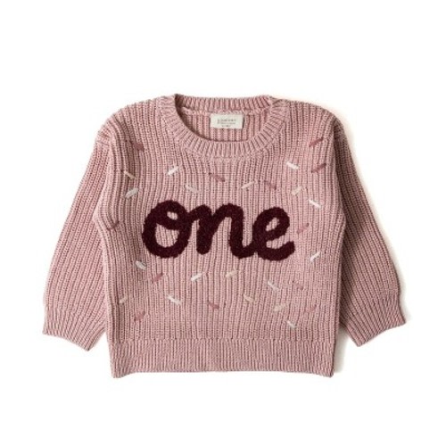 Picolette by Olivia Culpo Baby Girls' first Birthday Long Sleeve Crewneck Pullover Sweater - Pink 12-18M
