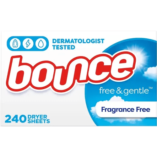 Bounce Free & Gentle Dryer Sheets, Unscented, 240 Count
