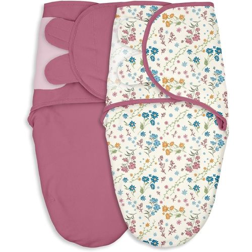 Baby Swaddles for Newborn Organic Cotton,Soft & Snug Newborn Velcro Swaddle 0-3 Months Sleep Sack Helps Calm Startle Reflex, 2-Pack Wrap Nursery Swaddling Blankets Country Floral