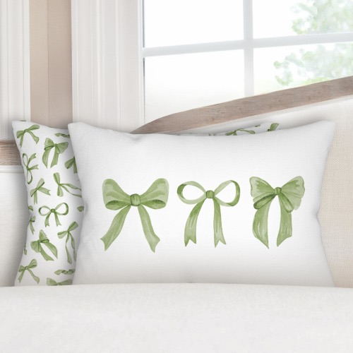 Sage Bow Pillow Sage Coquette Pillow Sage Green Nursery Pillow Sage Bow Dorm Pillow Sage Bow Lumbar Pillow Sage Bow Pillow Girls Room