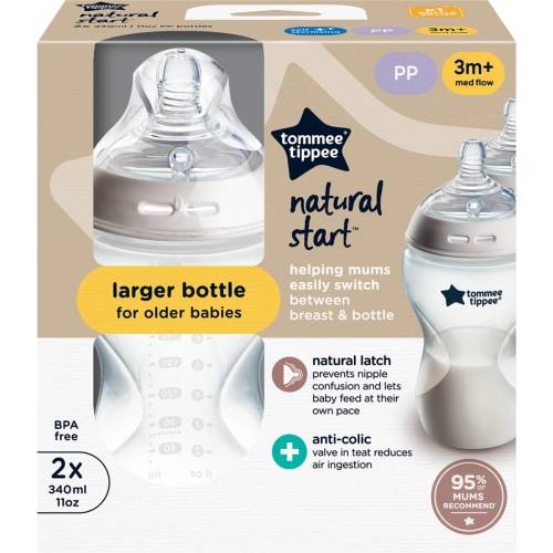 Tommee Tippee Bottles Large 3 Months +  2 pack