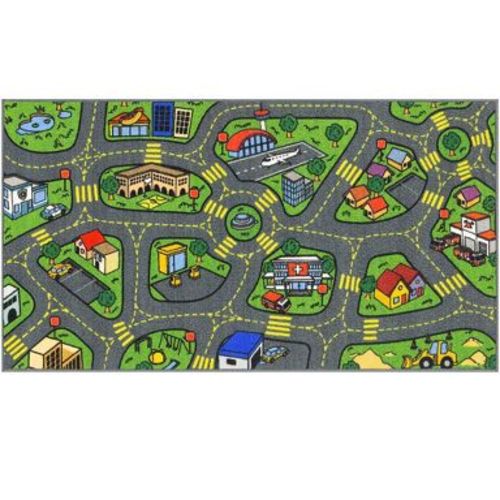 Jungtier Boy & Girl Kids Retro City Road Car Vehicle Traffic Educational Learning & Game Play Nursery Bedroom Classroom Rug Carpet, 2' 7" x 5' 0"