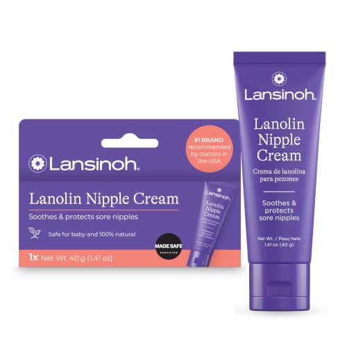 Lansinoh Lanolin Nipple Cream, 1.41 Ounces | Safe for Breastfeeding Baby, 100% Natural Nipple Butter, Breastfeeding Essentials, Postpartum Moms
