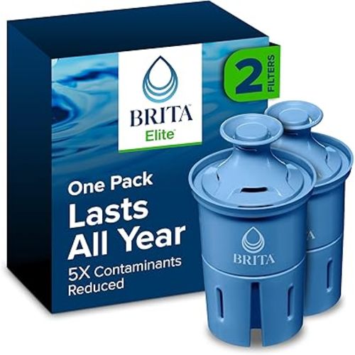 Brita Filter Replacements for Water Pitchers and Dispensers, Elite, NSF Certified to Remove 99% of Lead, 2 Count, Blue