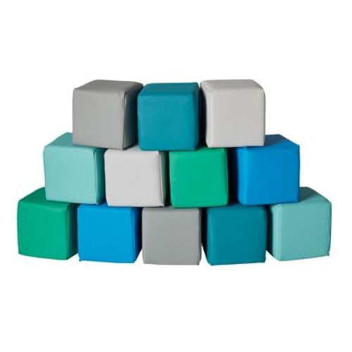 ECR4Kids SoftZone Patchwork Toddler Stacking Blocks, Foam Playset, Contemporary, 12-Piece