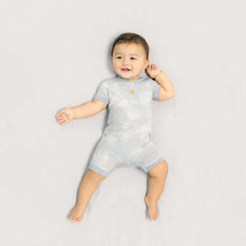 Short Romper in Blue Fog