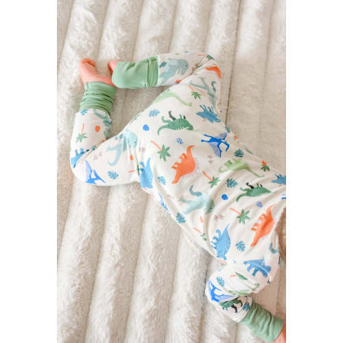Convertible Bamboo Zip Romper in Little Fossil Neutral | Caden Lane