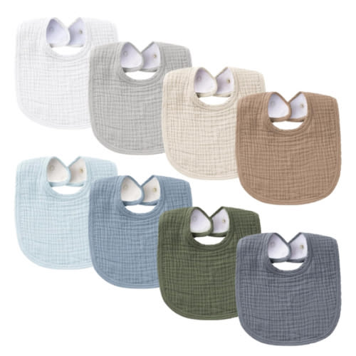 Konssy Muslin Baby Bibs 8 Pack Baby Bandana Drool Bibs Cotton for Unisex Boys and Girls, Soft Absorbent Set for Teething and Drooling