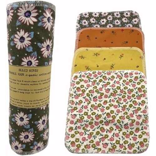 Reusable Paper Towel Rolls 20 Pack,Washable Napkin Cloth Value Set of 4 Colors 20 Pack of Paperless Towel-100% Cotton, Super Soft, Absorbent Made to Last (Rose)