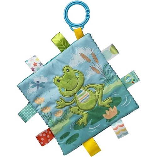 Taggies Crinkle Me Activity Toy with Baby Paper & Squeaker and Sensory Tags, 6 x 6-inches, Green Peepers Frog