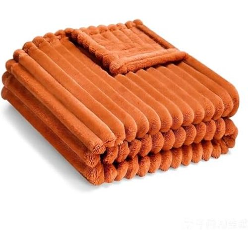 Soft Fleece Baby Blanket Ultra Cozy Baby Blankets for Boys Girls Warm and Lightweight Infant Toddler Newborn Receiving Gift with Reversible Stripes for Crib Stroller, 30x40 Inch, Orange