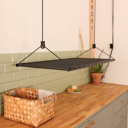 Hanging Laundry Rack, Traditional Airers, Hanging Drying Rack, Ceiling Clothes Pulley Dryers, Black Laundry Decor