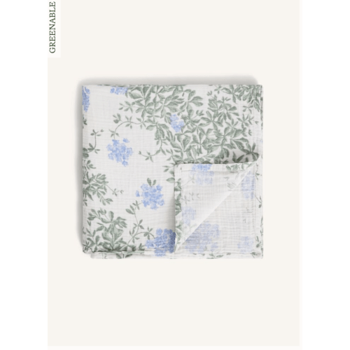 Plumbago Organic Cotton Swaddling Blanket | Blue