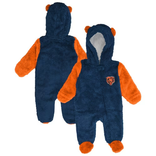 Newborn & Infant Chicago Bears Outerstuff Navy Stay Napping Fleece Bunting Full-Zip Sleeper | Size 0-3 months
