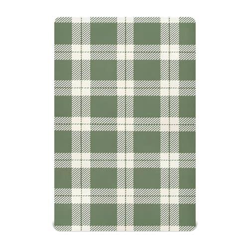 Olive Green Gingham Plaid Crib Sheets - Boys & Girls Cotton Crib Sheet for Standard Crib and Toddler Mattresses 52 X 28 Inch