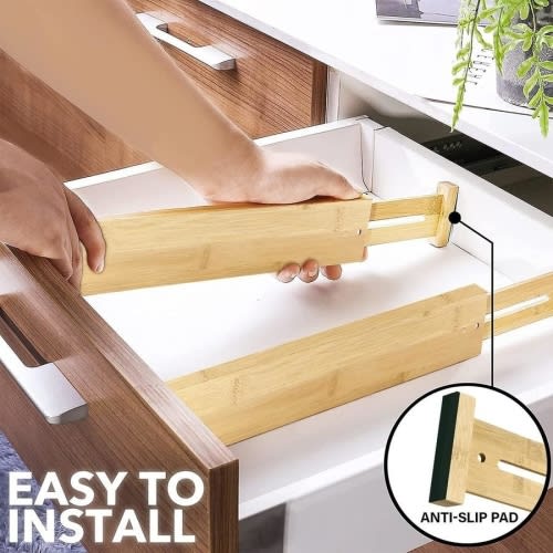 Bamboo Expandable Drawer Dividers – 4 Pack