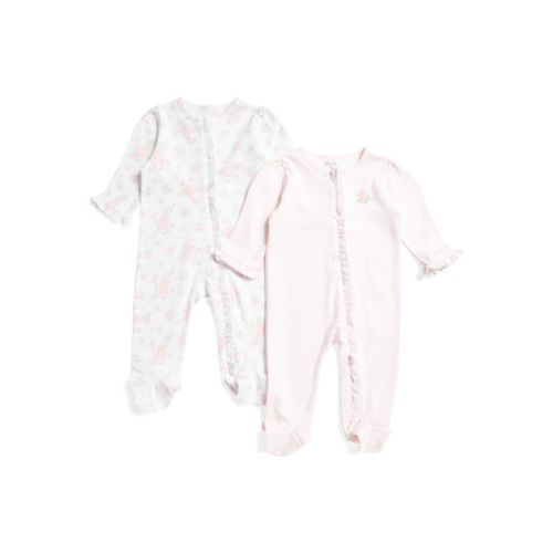 Newborn Girls 2pk Floral And Striped Footed Coveralls | Kids & Baby | T.J.Maxx