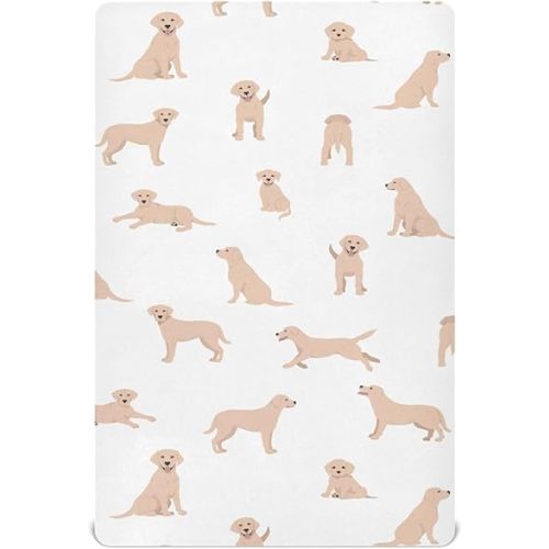 Labrador Retriever Dog Breathable Mini Crib Mattress Sheets Fitted, Toddler Baby Sheets for Crib Mattress Soft & Breathable 39 * 27 * 5In