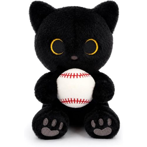 Baseball Black Cat Stuffed Animal,Cat Plush for Kids Boys Girls
