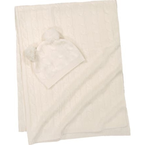 Cable Stitch Cashmere Beanie & Blanket Set
