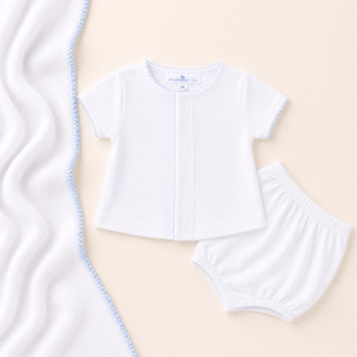 Solid Essentials Diaper Cover Set - White Light Blue
