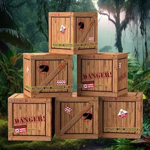 Lot de 6 boîtes de décoration de fête sur le thème des dinosaures pour fête d'anniversaire, fête prénatale, centres de table, accessoires photo