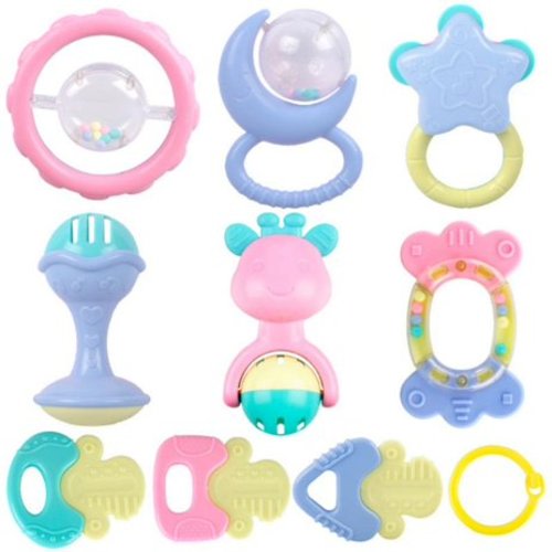 10Pcs Cute Baby Rattles Teethers Set Grab Spin Shaking Bell Rattle Gift Toy for Infant Newborn Toddler