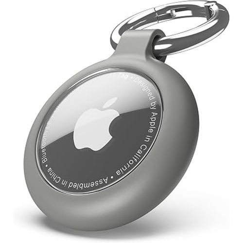 Airtag Keychain Holder for Apple Airtag, Soft TPU Case & Protective Cover with Scratch Resistance, Airtag Case Holder for Pet Collar, Kids, Luggage, Keys Olive Grey