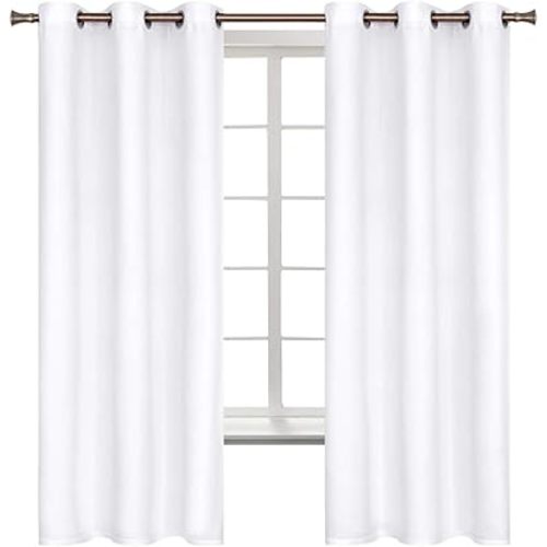BGment White Curtains 63 Inch Length for Bedroom - Room Darkening Thermal Insulated Grommet Drapes Window Treatment, Set of 2 Panels, 42 x 63 Inch, Pure White