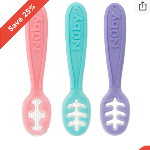 Baby's First Spoons | Aqua, Peach, & Light Blue