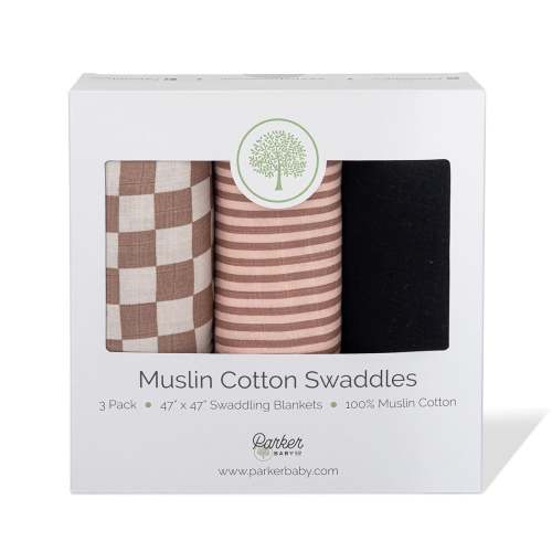 Muslin Swaddle Blankets (3-Pack) | Rosewood Set | Parker Baby Co.