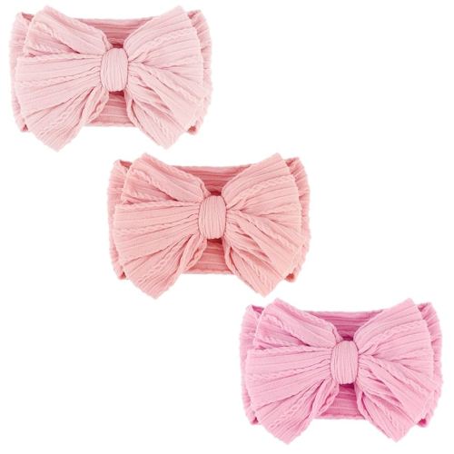 DRESHOW BQUBO Handmade Baby Headbands Soft & Stretchy Hair Bands with Bows Nylon Bows Hairbands for Girls Newborn Infant Toddlers Hair Accessories 3 pack