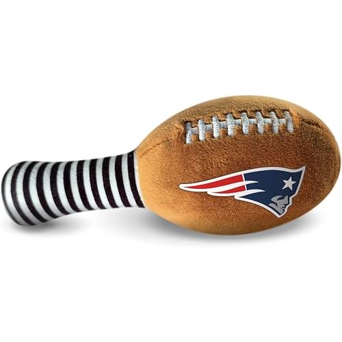 New England Patriots Plush Football Rattle by Smilo - Officially Licensed NFL Baby Rattle Toy - Soft Baby Rattle with Bell - for Babies and Toddlers from 3 Months