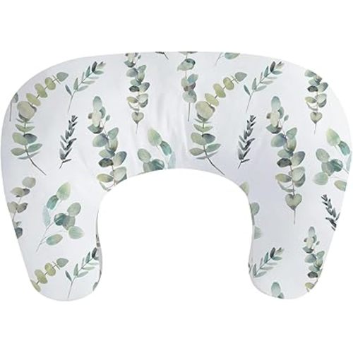 Little Grape Land Nursing Pillow,Upgraded Breast Feeding Pillow for Mom,Breastfeeding & Bottle Feeding for 0–17 Months, Soft Machine Washable Cover with firm breathable filling,Tummy Time,Green Leaves