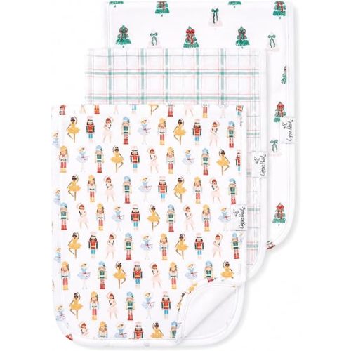 Copper Pearl Premium Baby Burp Cloths - 3-Pack Large Cotton Burp Cloths, Extra Soft Spit Up Rags with 3 Absorbent Layers, Perfect for Baby Boy and Baby Girl Gifts (21" x 10" Size, Juliet Set)