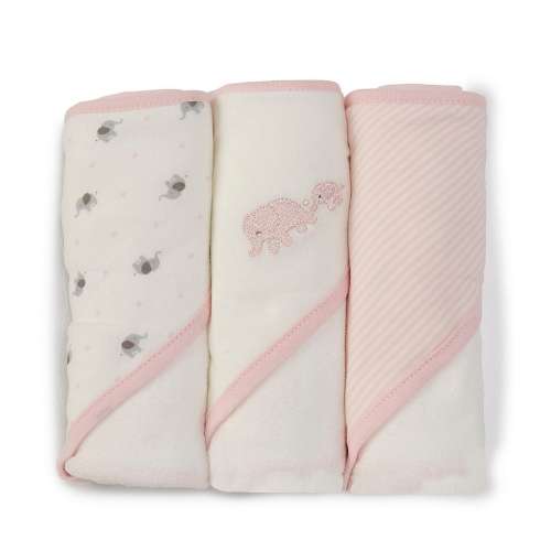 Starting Out Baby Girls Elephant 3-Pack Hooded Towels