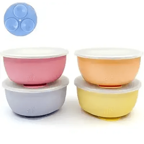 Elk and Friends Stainless Steel Bowls with Silicone Sleeve for Babies & Toddlers | Lids Included | Stay Put Suction | Cereal & Snack Bowls | 4 Pack