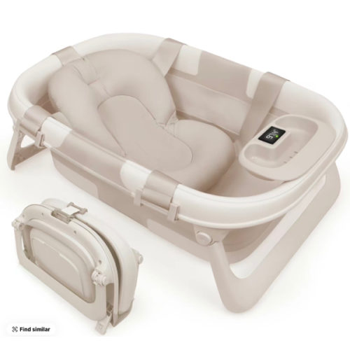 Jool Baby Fold ‘n Store Baby Bathtub – 3 Stage Collapsible Bather for Easy Storage, Portable for Travel – Built-in Thermometer - TikTok Shop