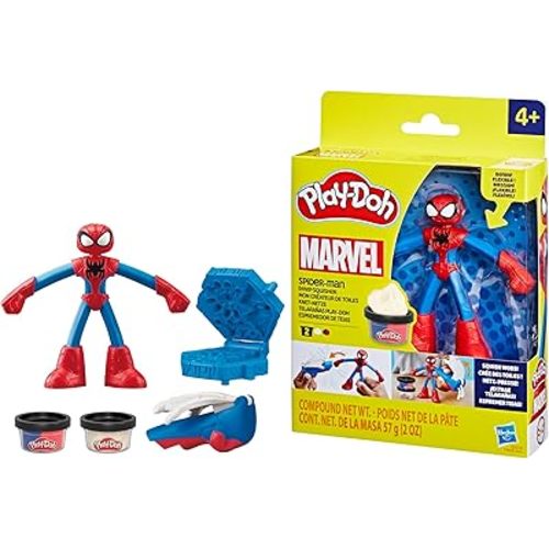 Play-Doh Marvel Spider-Man Thwip Squisher Set with Bendy Action Figure, Imagination Toys for 4 Year Old Boys and Girls and Up
