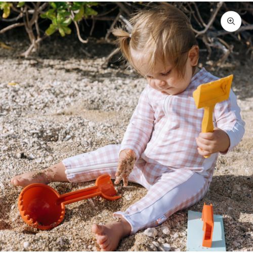 Sunsuit - Long Sleeve Romper Swimsuit | "Pink Gingham" 0-6 months