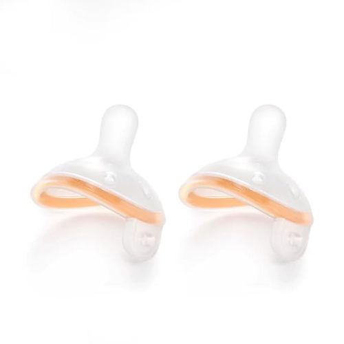 Breast-Like Baby Pacifiers 0-6 Months 2 Pack Newborn Binky | Food-Grade Silicone Nipple | Breastfed Babies | Upgraded Heat-Resistant Shield | 6 Air Holes | StayPut Lightweight BPA-Free