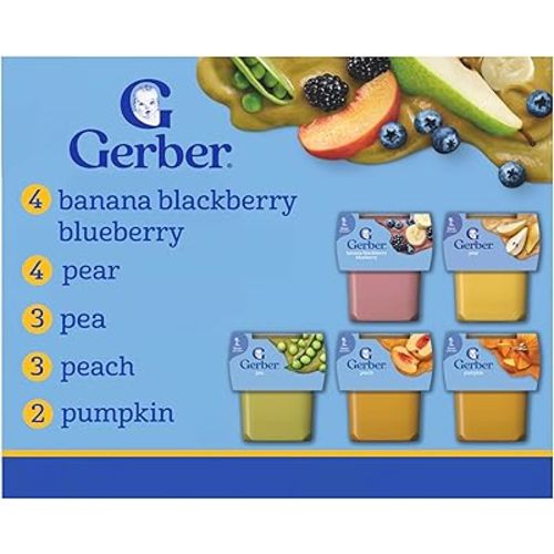 Gerber Stage 2 Baby Food, Farmers’ Market Puree Tubs, No Added Colors or Flavors, Baby Puree, Variety 32-Pack