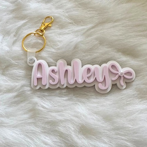Personalized Acrylic Name Tag Keychain: Coquette Bow, Diaper Bag Tag-Coquette party favor