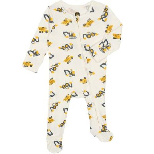 John Deere Baby Boys' Construction Allover Print Zip-Up Footed Sleep N Play Tusk 0-3 Months